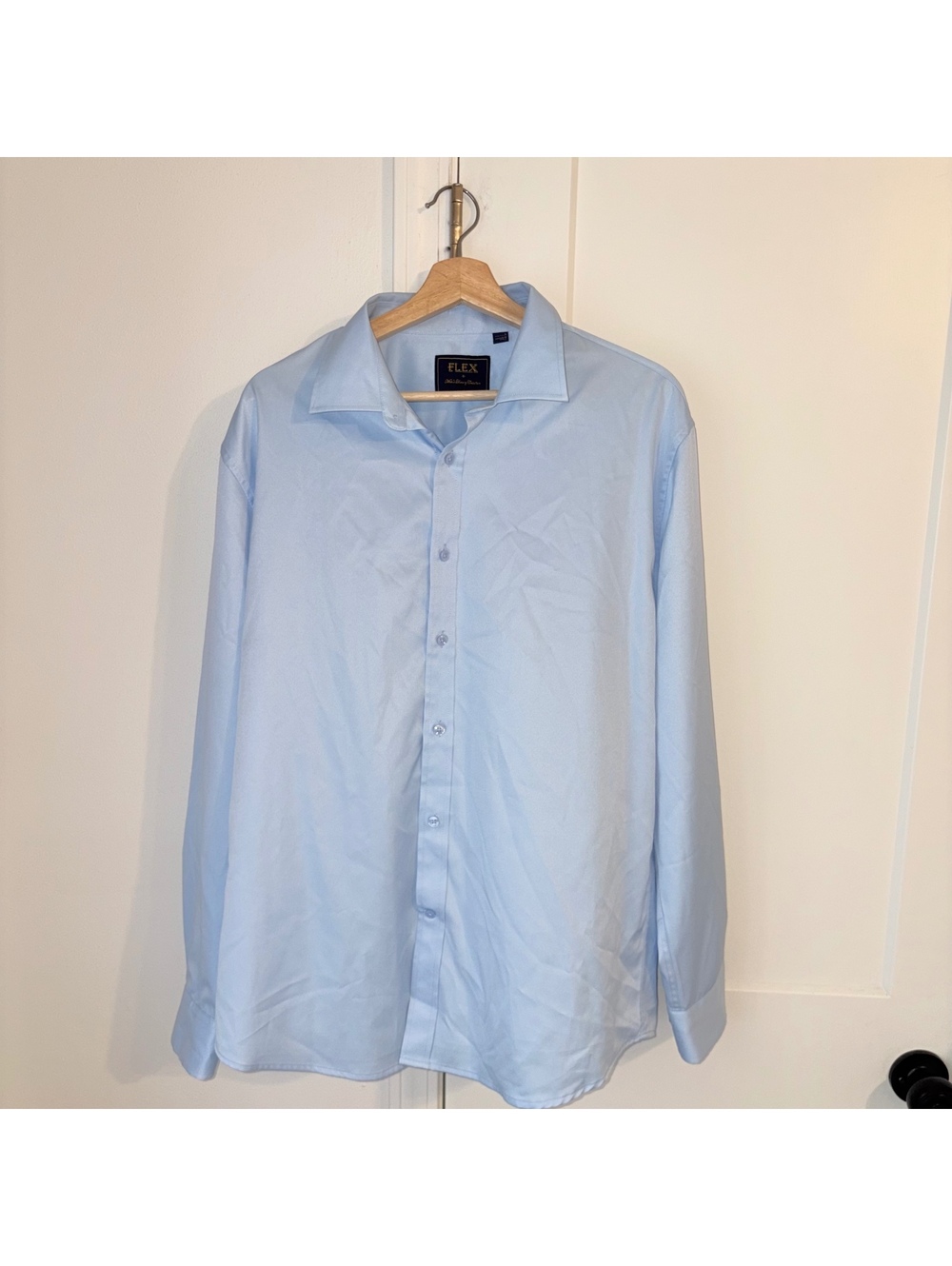Flex Italian Luxury Collect Mens L light blue long sleeve button front shirt